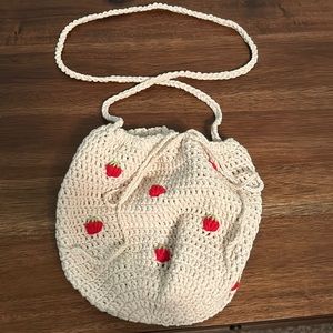 Handmade strawberry knitted purse